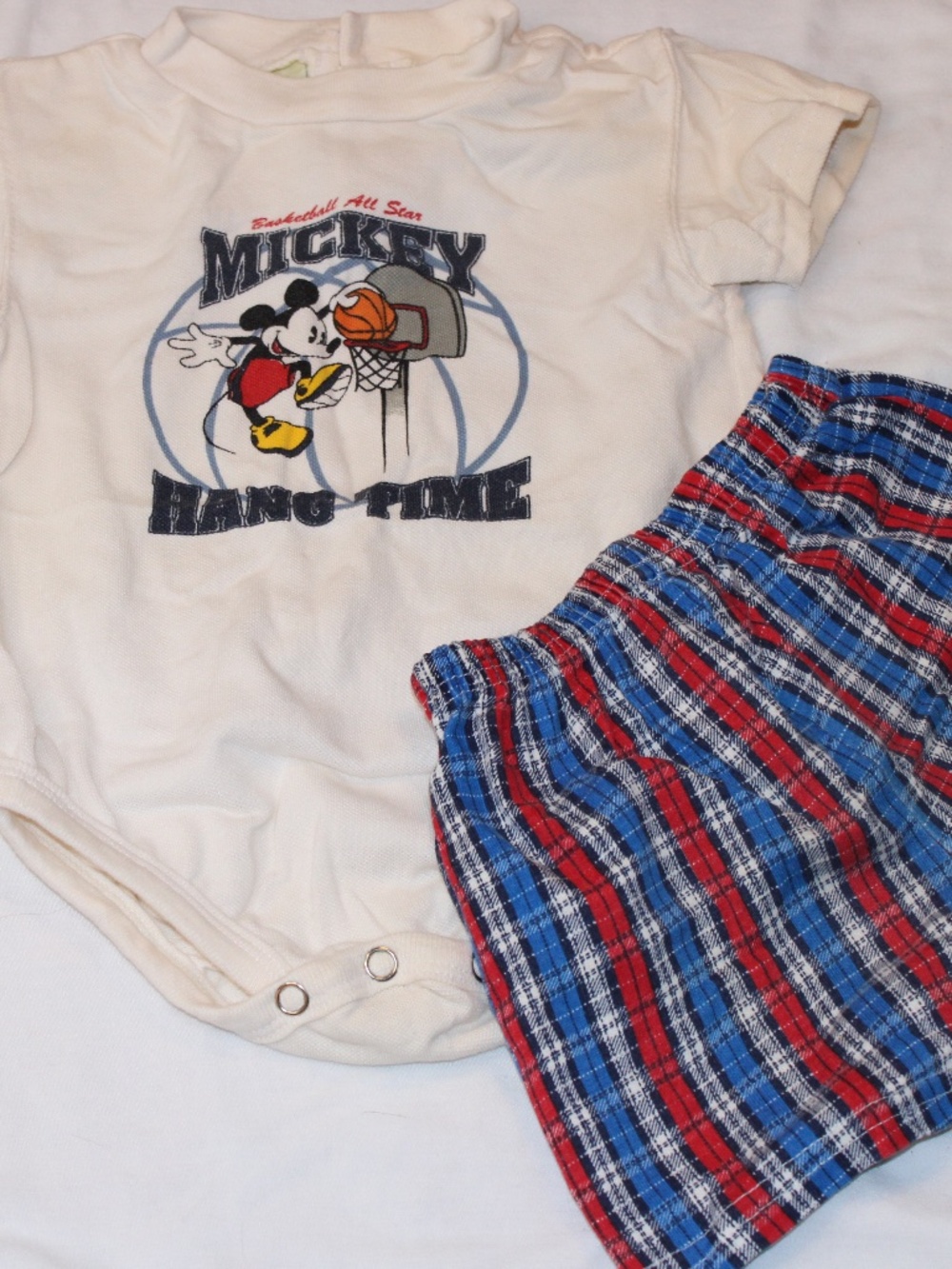 Vintage Mickey & Co 18M Outfit Disney Hang Time Bodysuit + Shorts